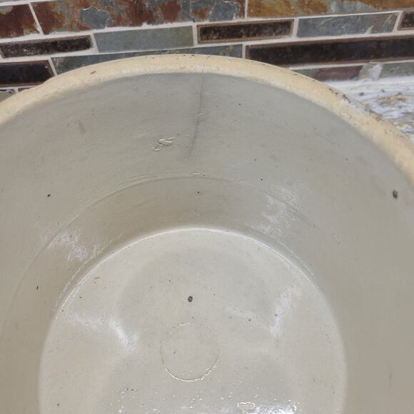 Vintage Crock Butter Stoneware Tan Gray, Hairline - Picture 6 of 7